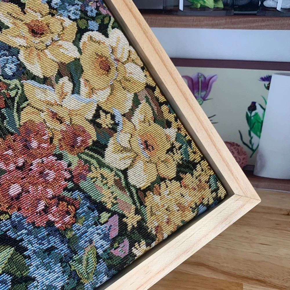 NEW Handmade Textile Wall Art Solid Wood 14 x 18 Floater Frame “Garden Reverie" - Picture 8 of 10